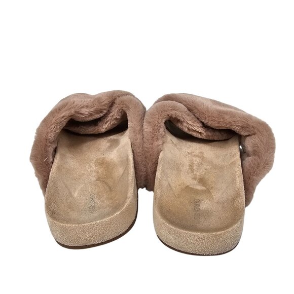 Birdies "Robin" Faux Fur Cross-Band Slip-On Slippers‎ Comfort Beige Womens 8.5 - Picture 6 of 11